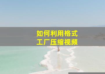 如何利用格式工厂压缩视频