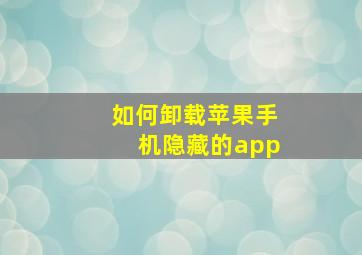 如何卸载苹果手机隐藏的app