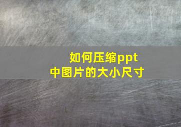 如何压缩ppt中图片的大小尺寸