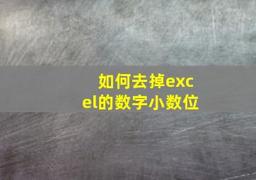 如何去掉excel的数字小数位