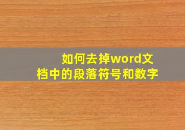 如何去掉word文档中的段落符号和数字