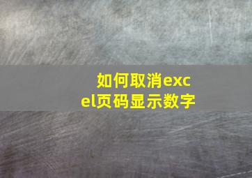 如何取消excel页码显示数字