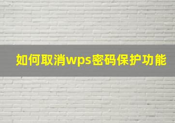 如何取消wps密码保护功能