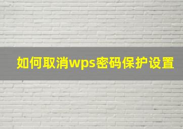 如何取消wps密码保护设置