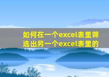 如何在一个excel表里筛选出另一个excel表里的