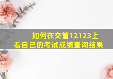 如何在交管12123上看自己的考试成绩查询结果