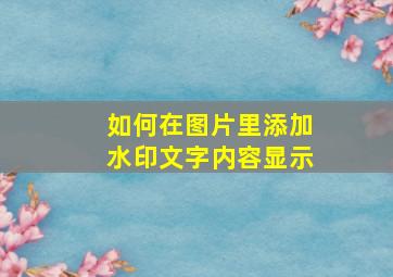 如何在图片里添加水印文字内容显示