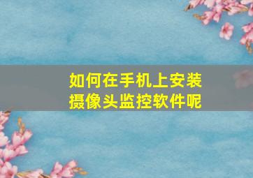 如何在手机上安装摄像头监控软件呢