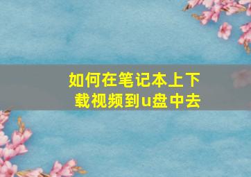 如何在笔记本上下载视频到u盘中去