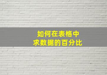 如何在表格中求数据的百分比