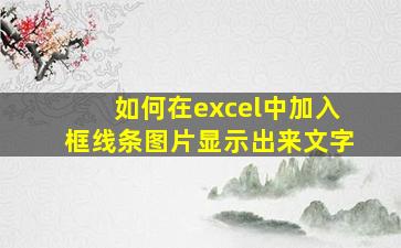 如何在excel中加入框线条图片显示出来文字