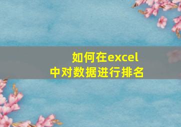 如何在excel中对数据进行排名