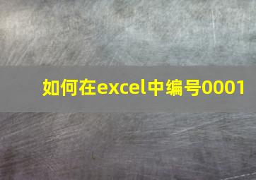 如何在excel中编号0001