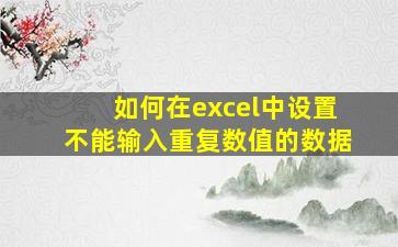 如何在excel中设置不能输入重复数值的数据