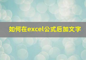 如何在excel公式后加文字