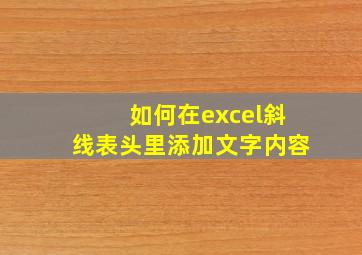 如何在excel斜线表头里添加文字内容