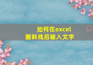 如何在excel画斜线后输入文字