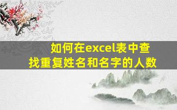 如何在excel表中查找重复姓名和名字的人数