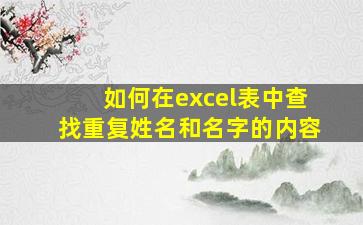 如何在excel表中查找重复姓名和名字的内容