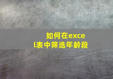 如何在excel表中筛选年龄段