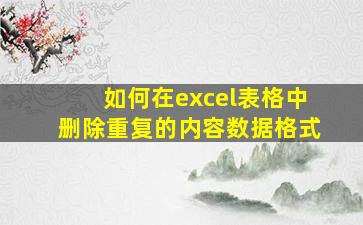 如何在excel表格中删除重复的内容数据格式