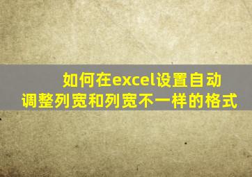 如何在excel设置自动调整列宽和列宽不一样的格式