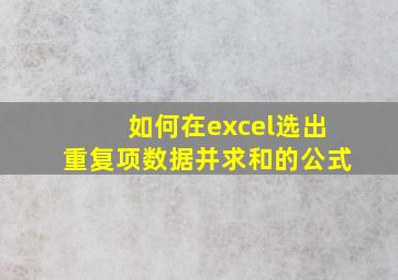 如何在excel选出重复项数据并求和的公式