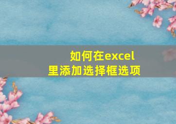 如何在excel里添加选择框选项