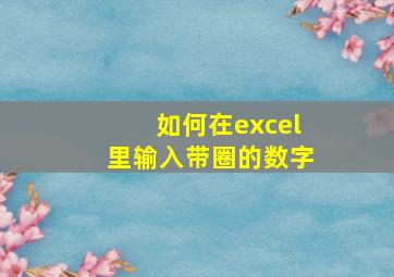 如何在excel里输入带圈的数字