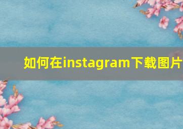 如何在instagram下载图片