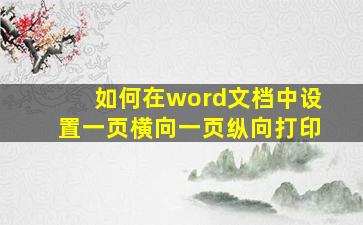 如何在word文档中设置一页横向一页纵向打印