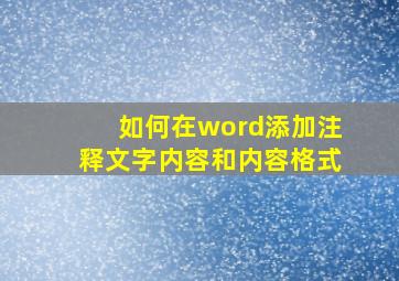 如何在word添加注释文字内容和内容格式