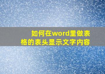 如何在word里做表格的表头显示文字内容