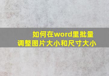 如何在word里批量调整图片大小和尺寸大小