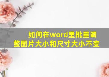 如何在word里批量调整图片大小和尺寸大小不变