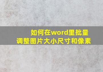 如何在word里批量调整图片大小尺寸和像素