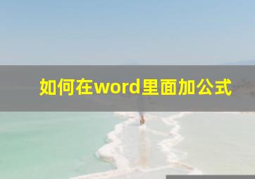 如何在word里面加公式