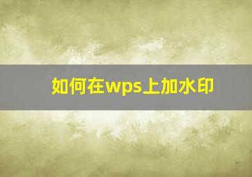 如何在wps上加水印