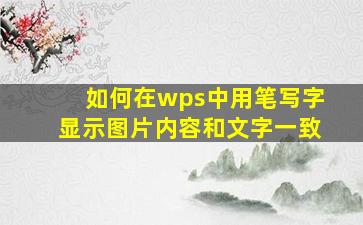 如何在wps中用笔写字显示图片内容和文字一致