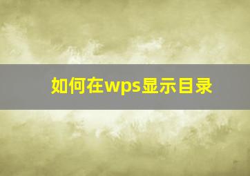 如何在wps显示目录