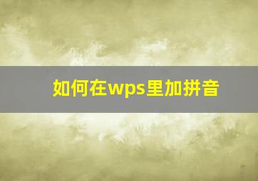 如何在wps里加拼音