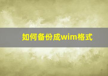 如何备份成wim格式