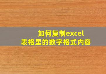 如何复制excel表格里的数字格式内容