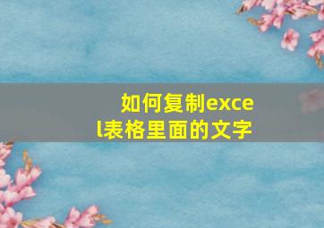 如何复制excel表格里面的文字