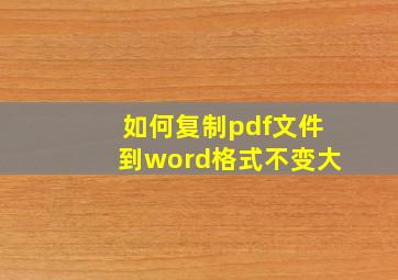 如何复制pdf文件到word格式不变大