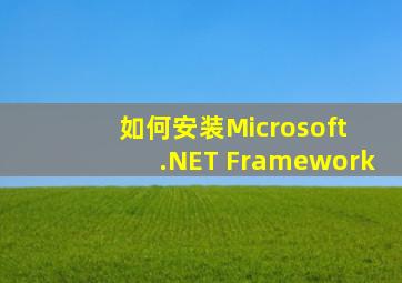 如何安装Microsoft .NET Framework