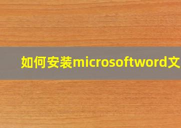 如何安装microsoftword文档