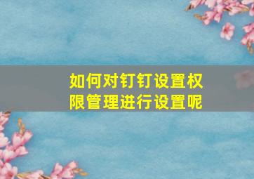 如何对钉钉设置权限管理进行设置呢