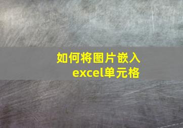 如何将图片嵌入excel单元格