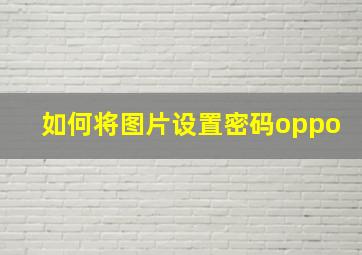 如何将图片设置密码oppo